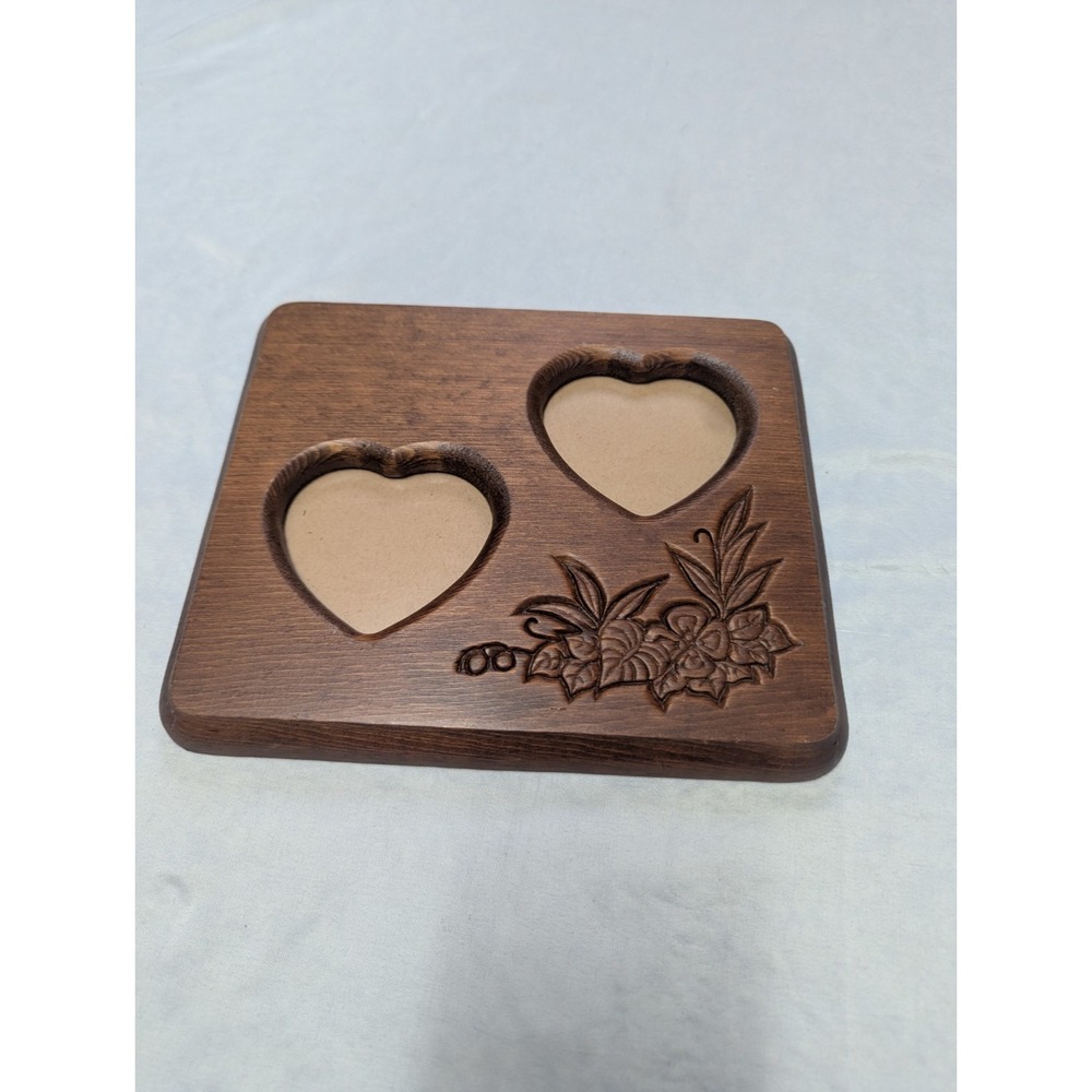 Cottagecore Heart Cut Out Wooden Picture Frame Carved Flowers 9" X 7" Cabincore